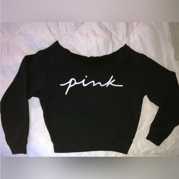 PINK VICTORIA SECRET Lounge Off The Shoulder Sweatshirt sizeS pre loved cond - Picture 2 of 4